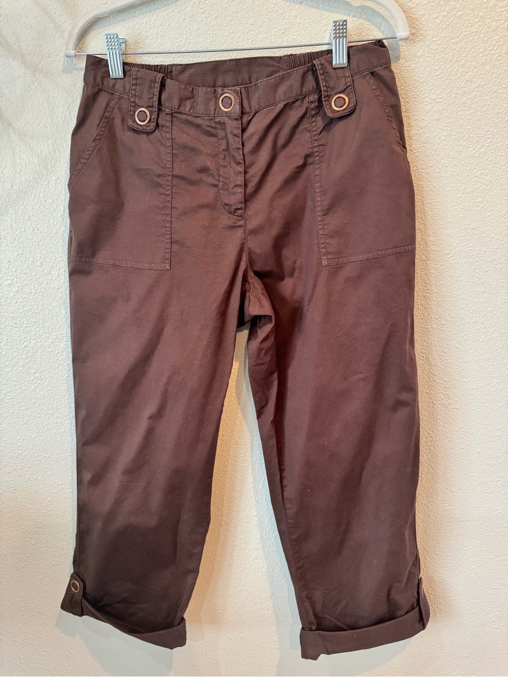VTG! Ruby Rd. Brown Cropped Roll-Cuff Capris. Size 6